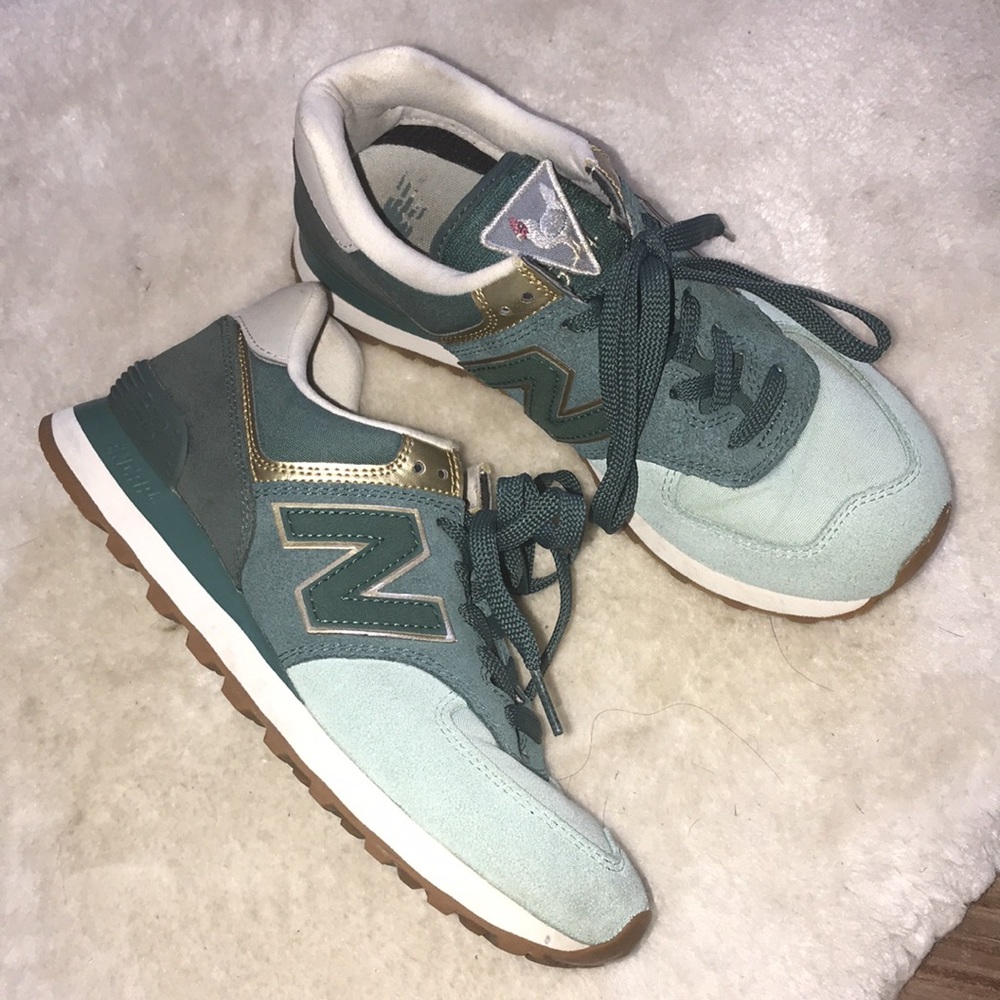 New Balance 574 Sneakers Mint Green Gold 8.5